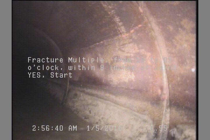 Fracture Multiple, from 10 to 02 o'clock, within 8 inches of joint: YES, Start