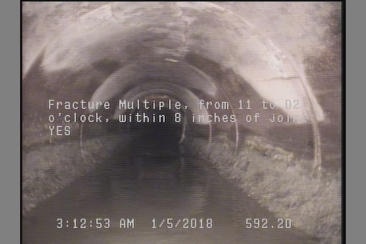 Fracture Multiple, from 11 to 02 o'clock, within 8 inches of joint: YES