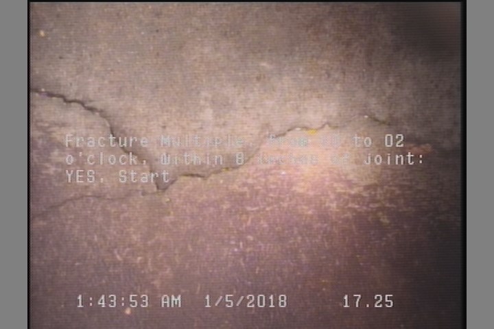 Fracture Multiple, from 10 to 02 o'clock, within 8 inches of joint: YES, Start