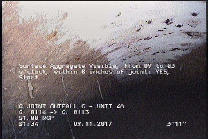 Surface Aggregate Visible, from 09 to 03 o'clock, within 8 inches of joint: YES, Start