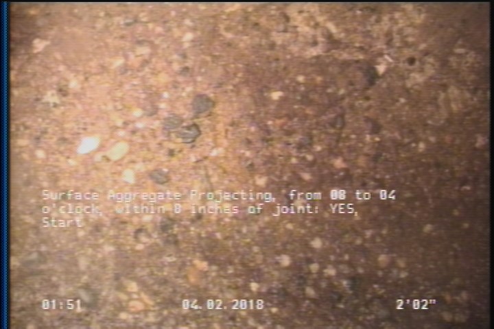 Surface Aggregate Projecting, from 08 to 04 o'clock, within 8 inches of joint: YES, Start