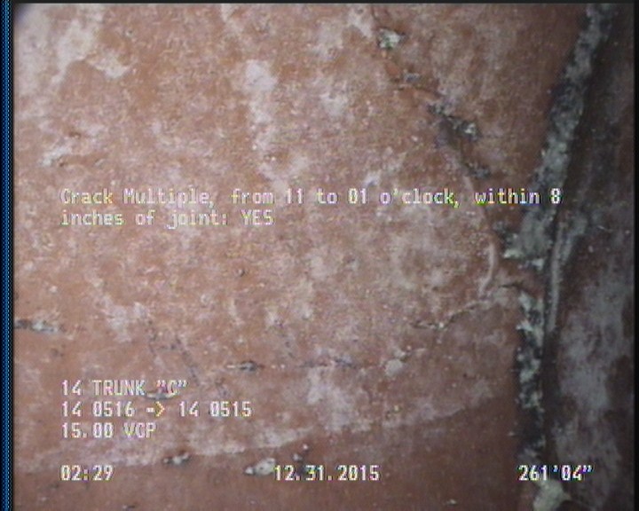 Crack Multiple, from 11 to 01 o'clock, within 8 inches of joint: YES