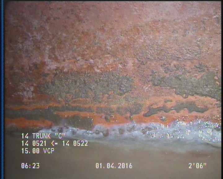 Deposits Attached Grease, 5 %of cross sectional area, from 04 to 08 o'clock, , within 8 inches of joint: YES, Start