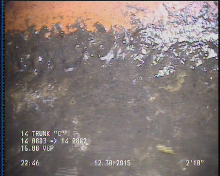 Deposits Attached Grease, 5 %of cross sectional area, from 04 to 08 o'clock, , within 8 inches of joint: YES, Start