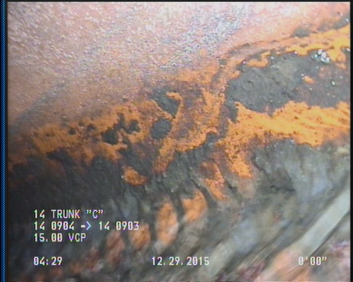 Deposits Attached Grease, 5 %of cross sectional area, from 04 to 08 o'clock, , within 8 inches of joint: YES, Start