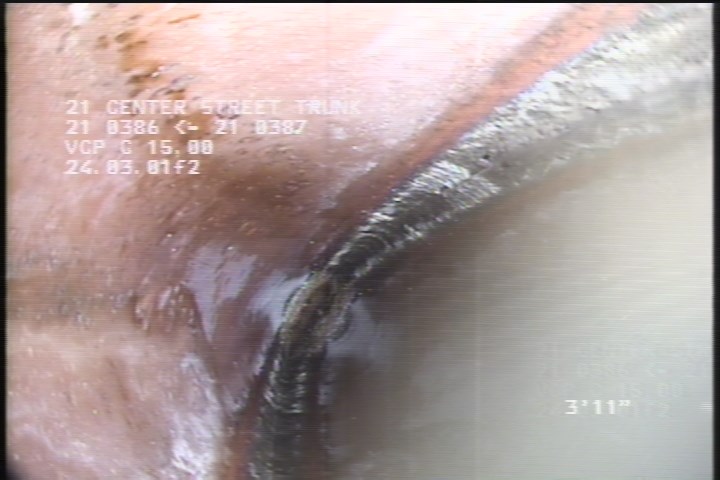 Deposits Attached Grease, 5 %of cross sectional area, from 11 to 01 o'clock, , within 8 inches of joint: NO