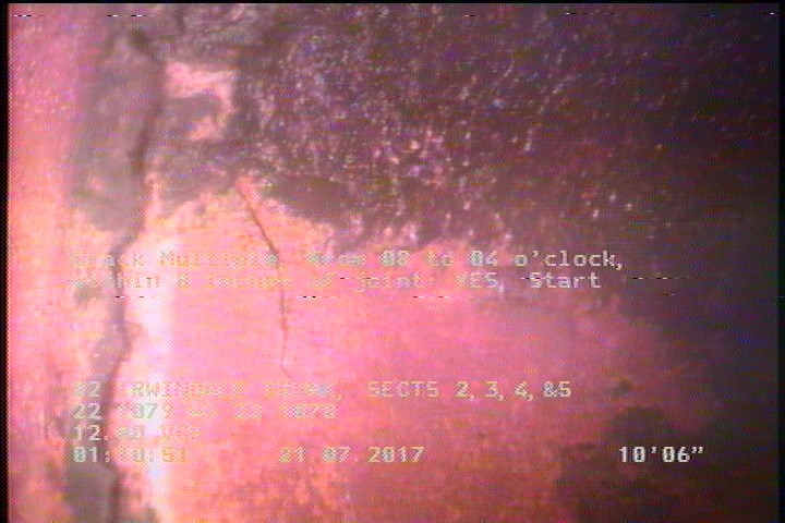 Crack Multiple, from 08 to 04 o'clock, within 8 inches of joint: YES, Start