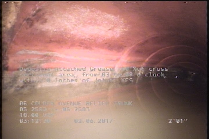 Deposits Attached Grease, 10 %of cross sectional area, from 03 to 09 o'clock, , within 8 inches of joint: YES