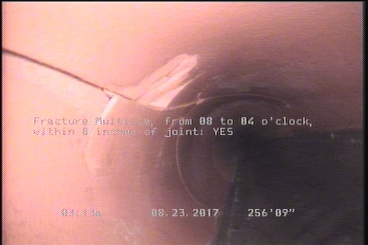 Fracture Multiple, from 08 to 04 o'clock, within 8 inches of joint: YES