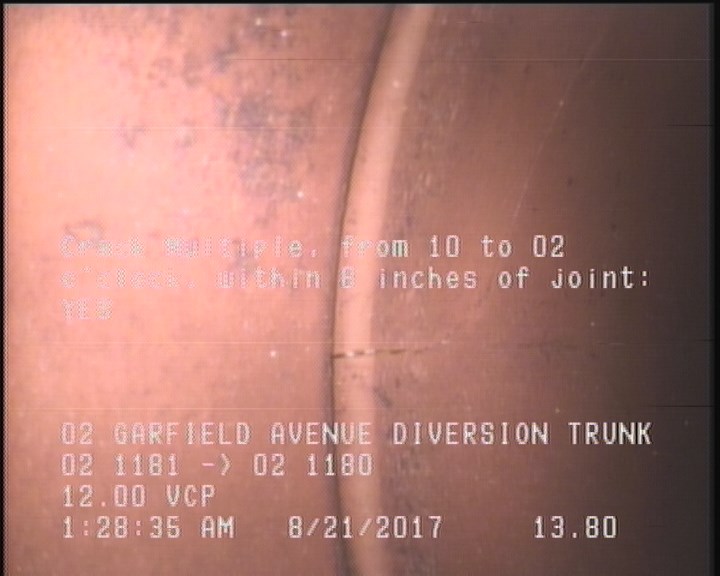 Crack Multiple, from 10 to 02 o'clock, within 8 inches of joint: YES