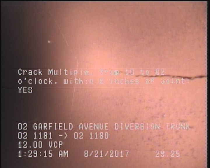 Crack Multiple, from 10 to 02 o'clock, within 8 inches of joint: YES