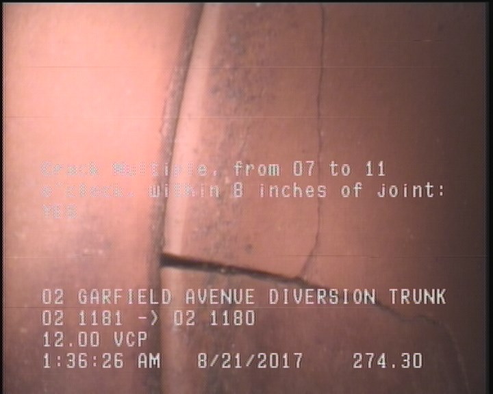 Crack Multiple, from 07 to 11 o'clock, within 8 inches of joint: YES
