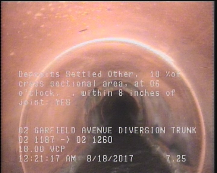 Deposits Settled Other, 10 %of cross sectional area, at 06 o'clock, , within 8 inches of joint: YES