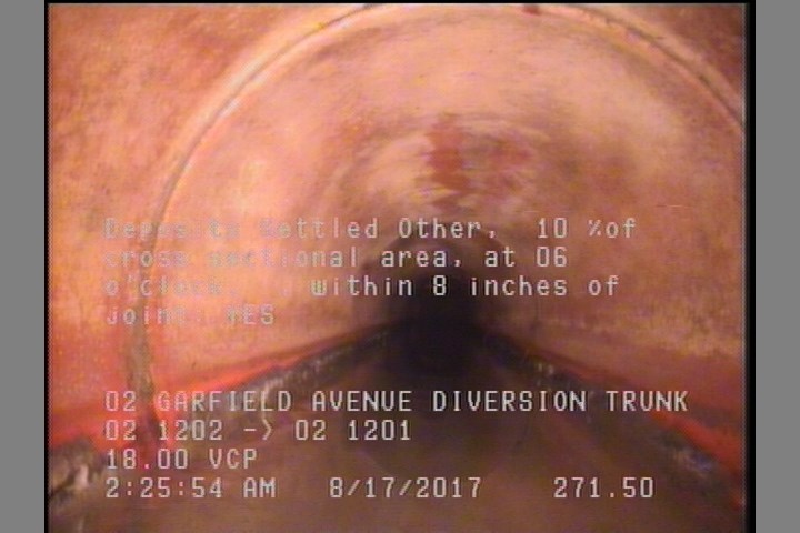 Deposits Settled Other, 10 %of cross sectional area, at 06 o'clock, , within 8 inches of joint: YES