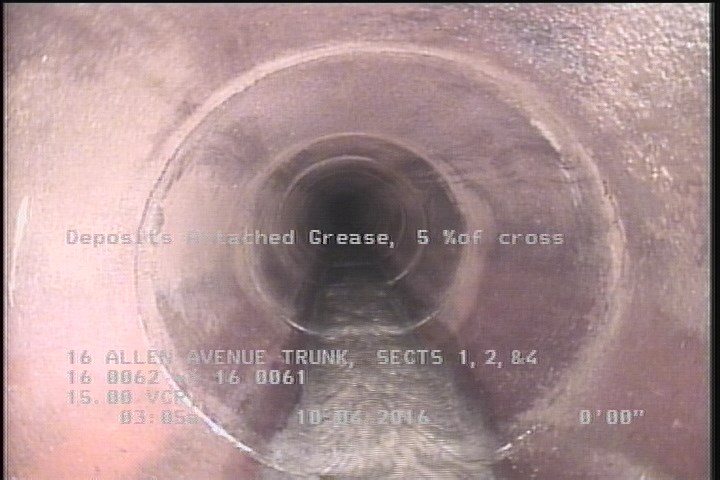 Deposits Attached Grease, 5 %of cross sectional area, from 05 to 07 o'clock, , within 8 inches of joint: YES, Start