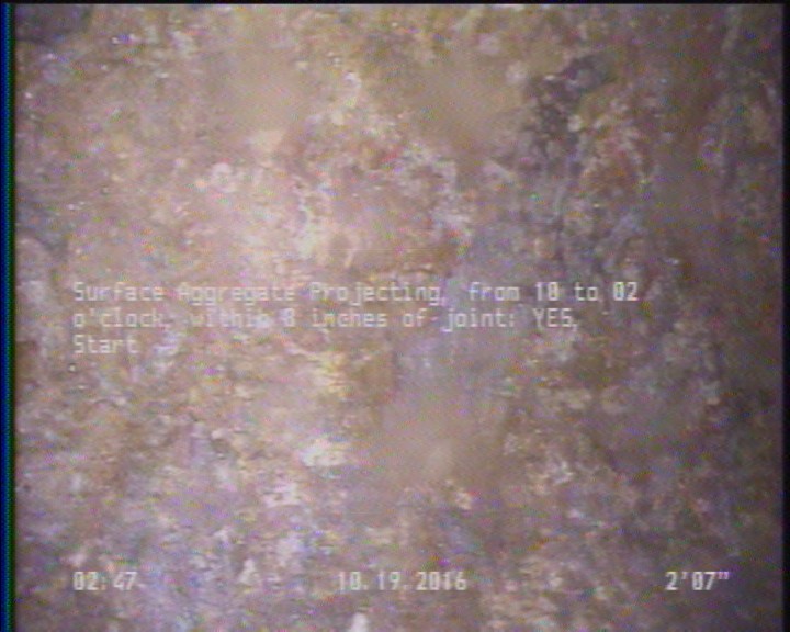 Surface Aggregate Projecting, from 10 to 02 o'clock, within 8 inches of joint: YES, Start