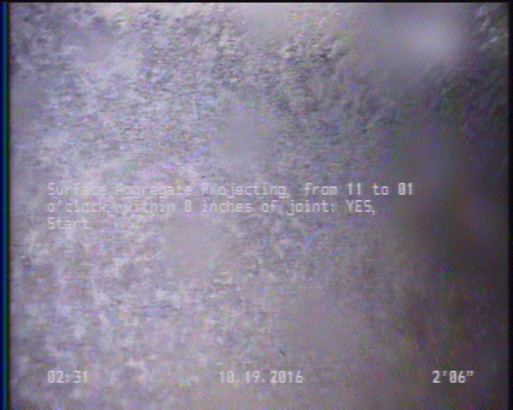 Surface Aggregate Projecting, from 11 to 01 o'clock, within 8 inches of joint: YES, Start