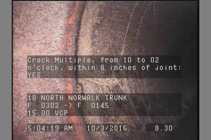 Crack Multiple, from 10 to 02 o'clock, within 8 inches of joint: YES