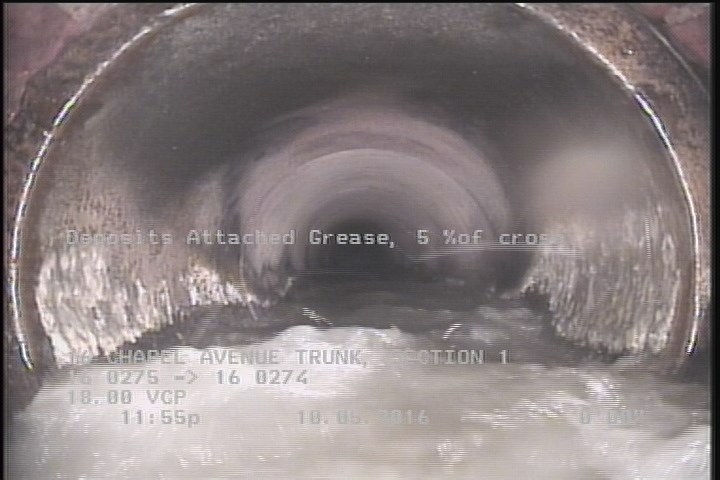 Deposits Attached Grease, 5 %of cross sectional area, from 04 to 08 o'clock, , within 8 inches of joint: YES, Start