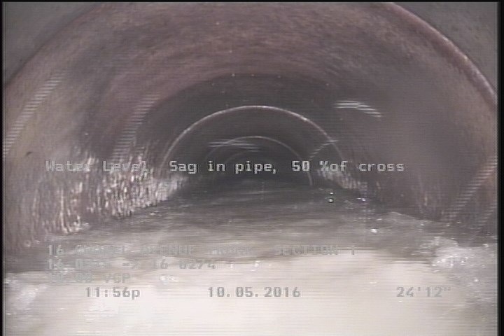 Water Level, Sag in pipe, 50 %of cross sectional area, Start