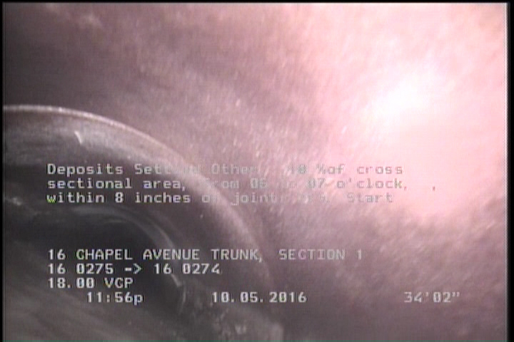 Deposits Settled Other, 10 %of cross sectional area, from 05 to 07 o'clock, , within 8 inches of joint: YES, Start