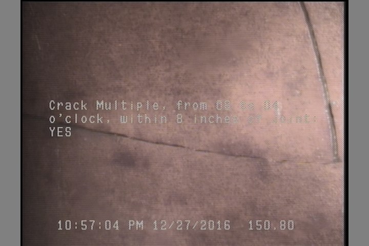 Crack Multiple, from 08 to 04 o'clock, within 8 inches of joint: YES