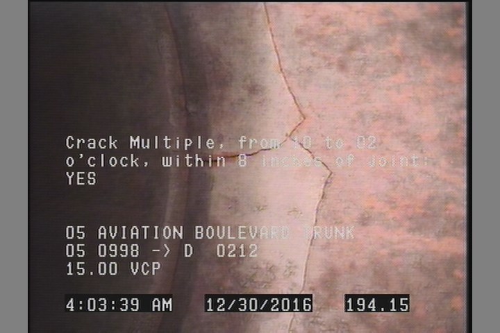 Crack Multiple, from 10 to 02 o'clock, within 8 inches of joint: YES