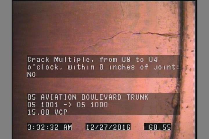 Crack Multiple, from 08 to 04 o'clock, within 8 inches of joint: NO