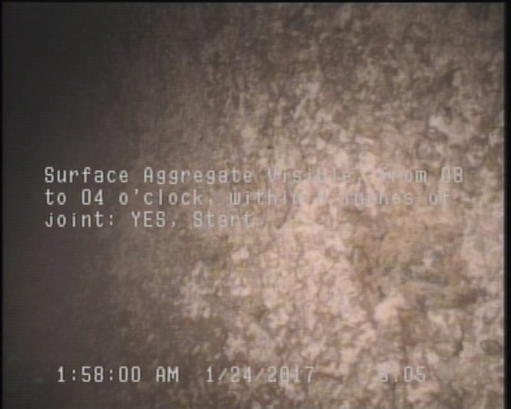 Surface Aggregate Visible, from 08 to 04 o'clock, within 8 inches of joint: YES, Start