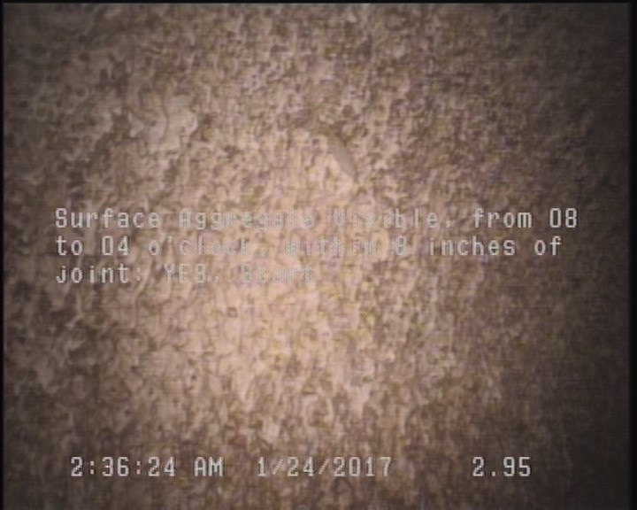 Surface Aggregate Visible, from 08 to 04 o'clock, within 8 inches of joint: YES, Start