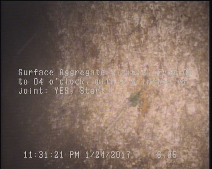 Surface Aggregate Visible, from 08 to 04 o'clock, within 8 inches of joint: YES, Start