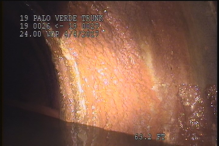 Deposits Attached Encrustation, 5 %of cross sectional area, from 02 to 04 o'clock, , within 8 inches of joint: YES