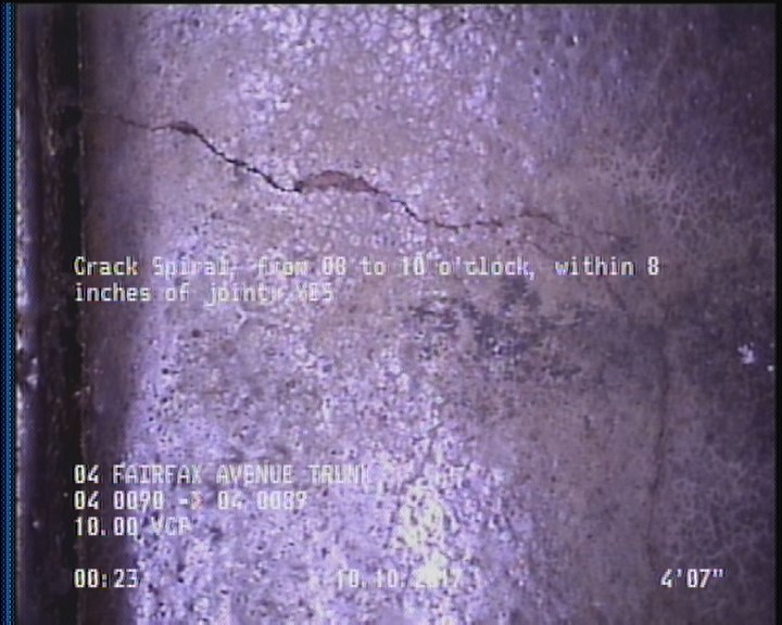 Crack Spiral, from 08 to 10 o'clock, within 8 inches of joint: YES