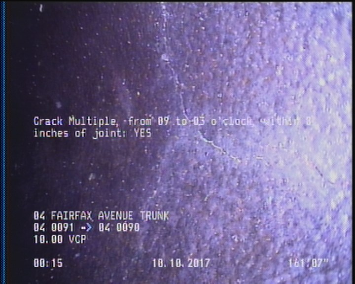Crack Multiple, from 09 to 03 o'clock, within 8 inches of joint: YES
