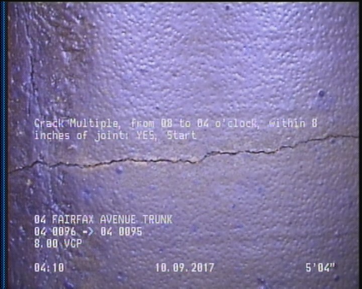 Crack Multiple, from 08 to 04 o'clock, within 8 inches of joint: YES, Start