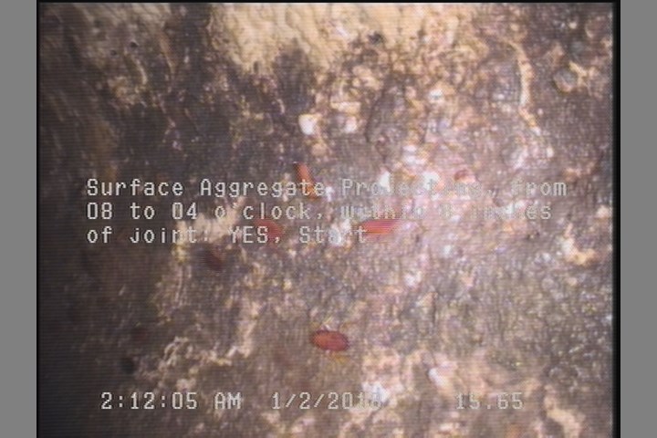 Surface Aggregate Projecting, from 08 to 04 o'clock, within 8 inches of joint: YES, Start