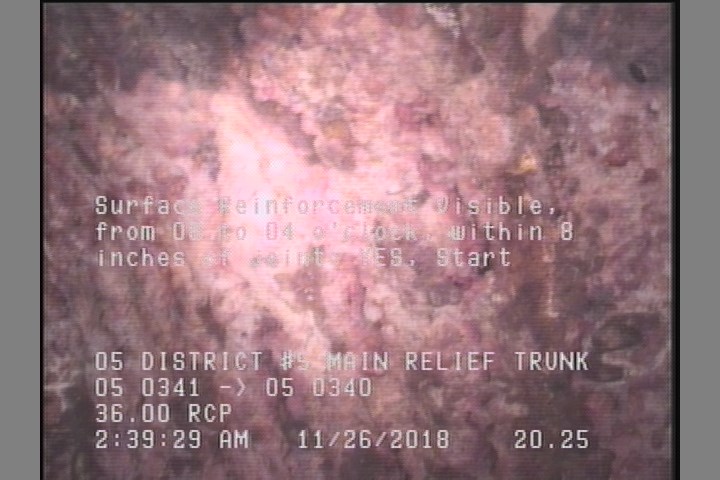 Surface Reinforcement Visible, from 08 to 04 o'clock, within 8 inches of joint: YES, Start