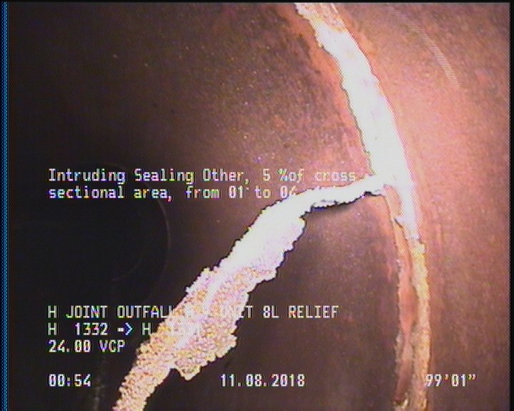 Intruding Sealing Other, 5 %of cross sectional area, from 01 to 04 o'clock