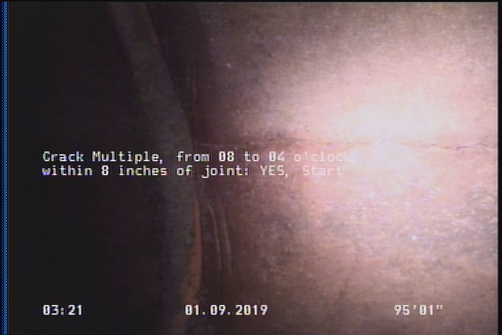 Crack Multiple, from 08 to 04 o'clock, within 8 inches of joint: YES, Start