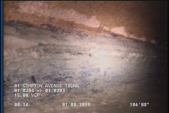 Deposits Attached Grease, 5 %of cross sectional area, from 03 to 09 o'clock, , within 8 inches of joint: YES, Start