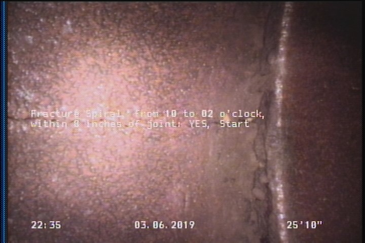 Fracture Spiral, from 10 to 02 o'clock, within 8 inches of joint: YES, Start