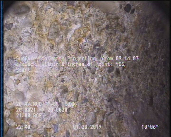 Surface Aggregate Projecting, from 09 to 03 o'clock, within 8 inches of joint: YES, Start