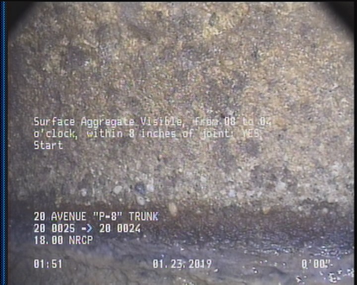 Surface Aggregate Visible, from 08 to 04 o'clock, within 8 inches of joint: YES, Start