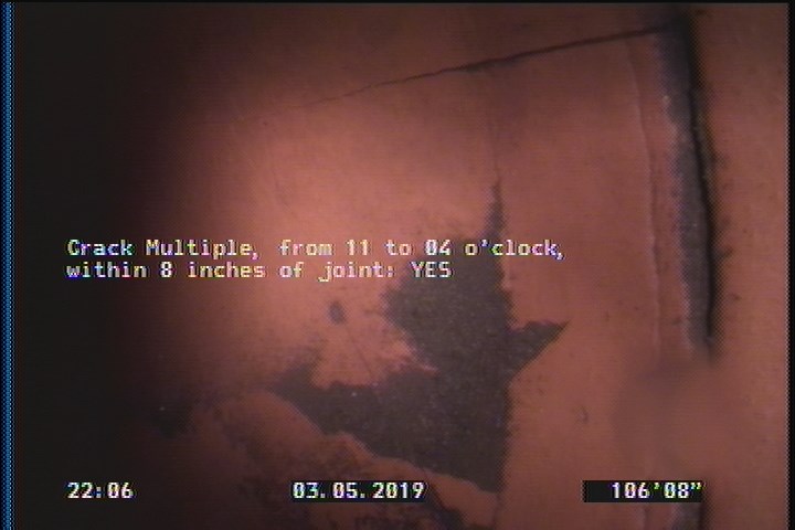 Crack Multiple, from 11 to 04 o'clock, within 8 inches of joint: YES