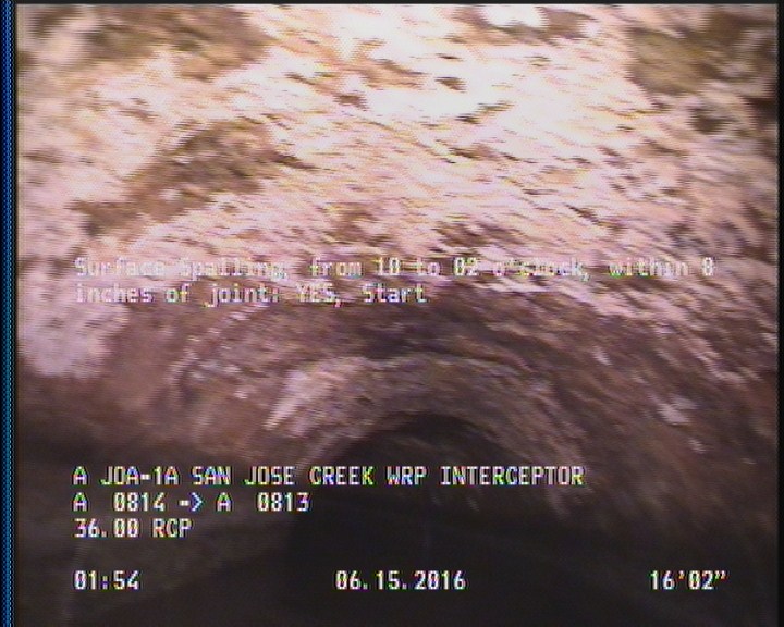 Surface Spalling, from 10 to 02 o'clock, within 8 inches of joint: YES, Start