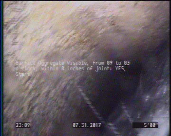 Surface Aggregate Visible, from 09 to 03 o'clock, within 8 inches of joint: YES, Start