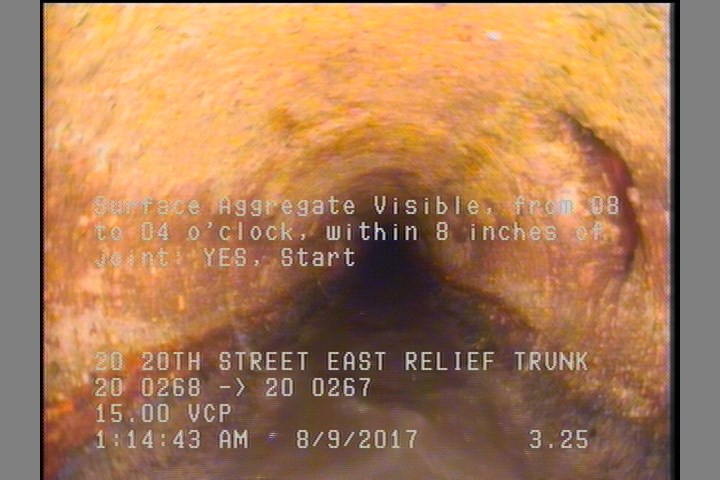 Surface Aggregate Visible, from 08 to 04 o'clock, within 8 inches of joint: YES, Start