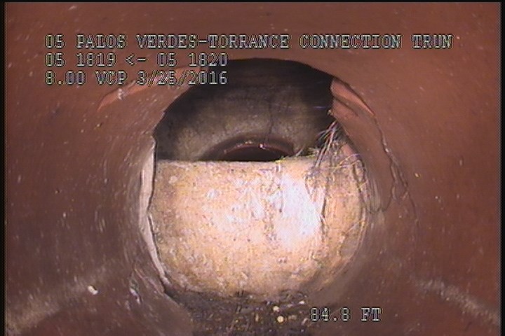Upstream Manhole, Survey Ends - 9:56 AM, INSPECTION COMPLETED @ THE BRICK/CONCRETE BULKHEAD