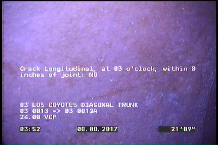 Crack Longitudinal, at 03 o'clock, within 8 inches of joint: NO