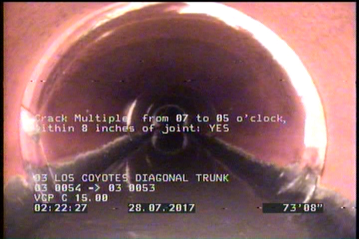Crack Multiple, from 07 to 05 o'clock, within 8 inches of joint: YES